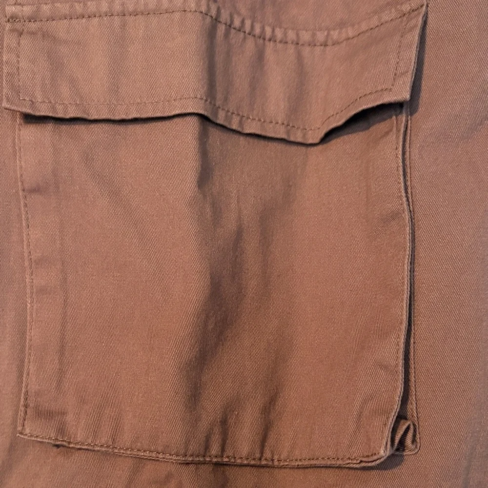 Blu Pepper Oversized Utility Zip-Up Jacket Dark Tan Size S - Picture 7 of 11